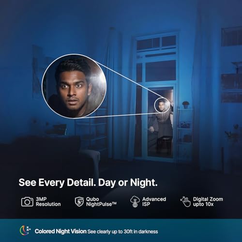 Image of Qubo Smart 360 3MP [2K] Wi-Fi Security Camera [2026 Edition] by Hero Group | Indoor CCTV Cam for Home | STQC Certified | AI Person Detection | Color Night Vision | SD&Cloud Storage (Pack of 2)