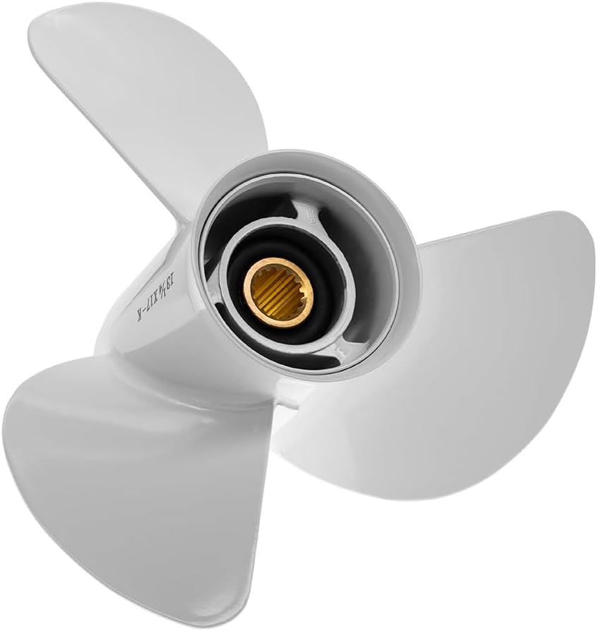 13 1/4x17 -K 6E5-45945-01-EL Aluminum Outboard Propeller Compatible with Yamaha Outboard Engines 60HP 70HP 75HP 80HP 85HP 90HP 115HP 130HP,15 Tooth,RH,White Aluminum Outboard Propeller