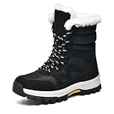 MIXSEN Botas de Nieve para Hombre y Mujer Botas de Invierno Forradas Calientes Antideslizante Cómodo Botas de Trekking Outdoor(Negro A,39EU)