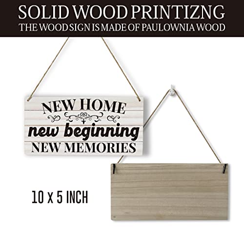 Rustic Home Sign Home Decor Wood Wall Art Wall Hanging Decor Inspirational House Warming Gifts New Home Wooden Decorative Plaque Sign for Farmhouse Kitchen New Home New Beginning Memories Sign - Thumbnail 2
