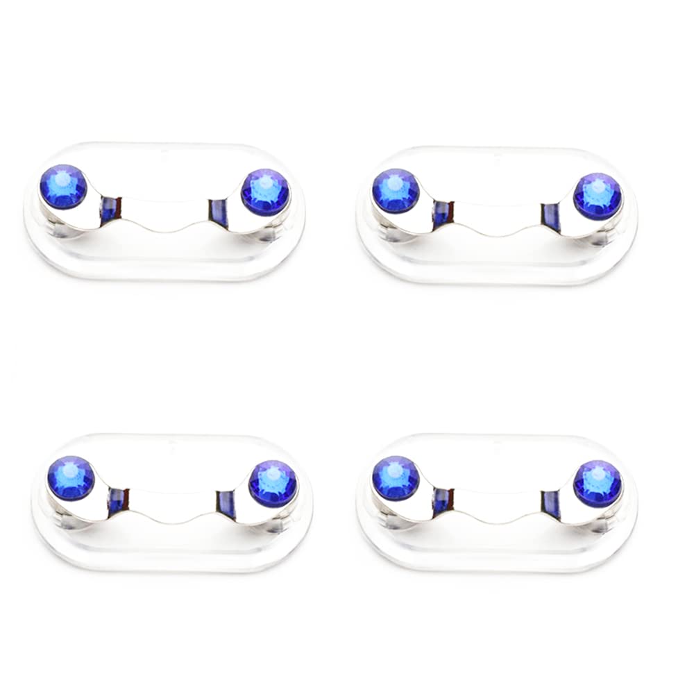 4PCS Magnetic Eyeglass Holder Stainless Steel Mini Sunglass Racks 12 Colors Bat Shape ID Badge Holders(Dark Blue)