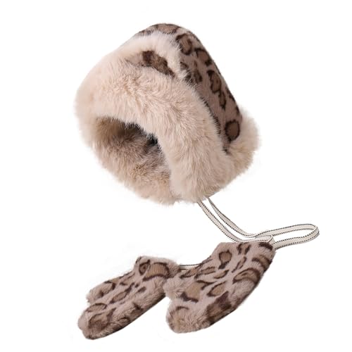Chapeau cache-oreilles contre le froid et le vent en peluche léopard