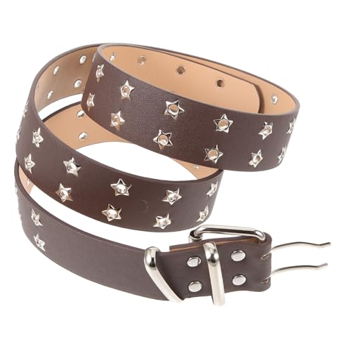 SAFIGLE Men's Punk Belt Double Row Eyelets Stylish PU Waist Belt for Casual Denim Fashionable Punk Accessory for Parties and Everyday Wear