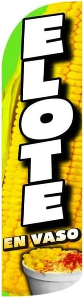 4 Less Co ELOTE EN VASO Windless Swooper Feather Flag 3x11.5 Feet Tall Banner Sign (Flag Only) yq