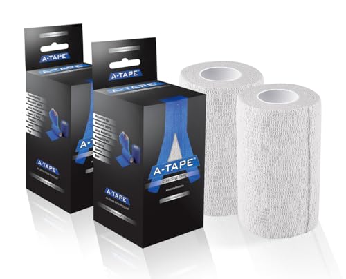 Image of A-Tape Breathable Self Adhesive Cohesive Bandage for Humans & Pets (Dogs, Cats, Birds) -Sports, Wrap, Athletic, Non Woven First Aid Medical, Wrist, Swelling (10 cm X 4.5 mtr) (Pack Of 2, White)