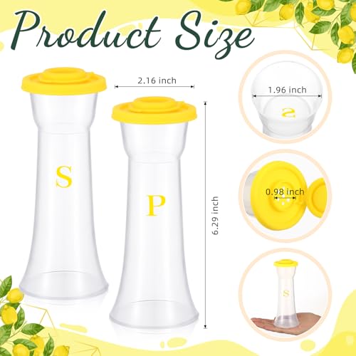 Image of Set of 2 Plastic Salt and Pepper Shakers with Lids Large Salt Shaker Pepper Container Vintage Tall Hourglass Camping Picnic Outdoors Travel Spice Set for Home Picnic Kitchen(Classic,Yellow)