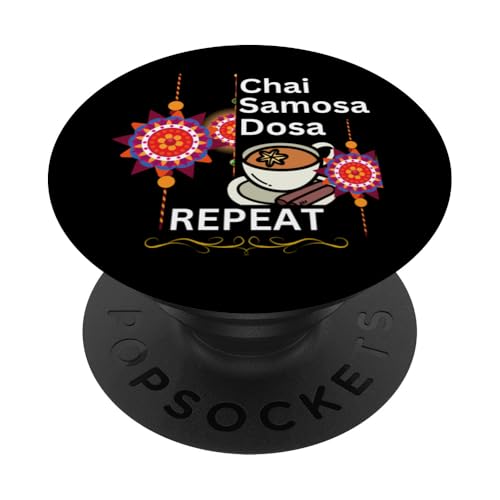 Chai Samosa Dosa India Comida Hindi Divertido Holi Diwali PopSockets PopGrip Intercambiable