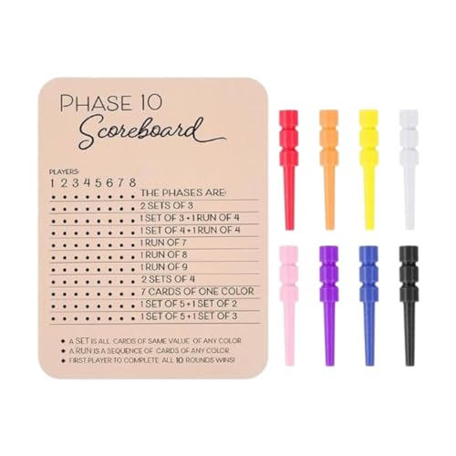 JunZheHub Marcador con 8 Clavijas de Colores, Marcador de Madera para Actividades Familiares, Hoja de Puntuación, Ideal para Familias.