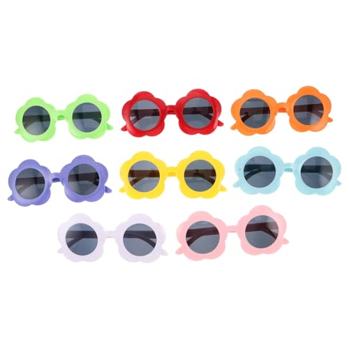 WRITWAA Lunettes Fantaisie à Fleurs Colorées, Lot de 8 en Plastique Léger, Accessoires de Déguisement pour Festivals, Soirées et Événements pour Femmes et Filles