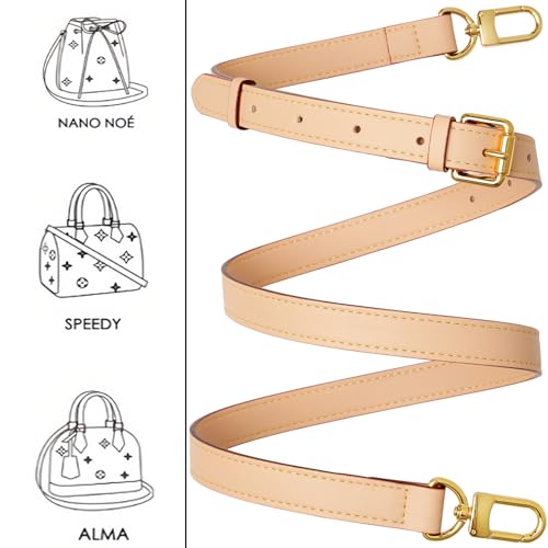 Image of Genuine Vachetta Leather Crossbody Strap Genuine Leather Adjustable Replacement Strap for Shoulder Bag Handbag Purse