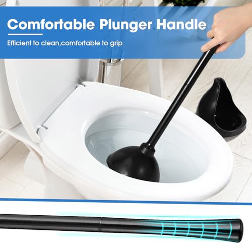 Image of Reallnaive 4 Set Toilet Plunger with Holder Heavy Duty Bathroom Toilet Plunger and Holder Combo