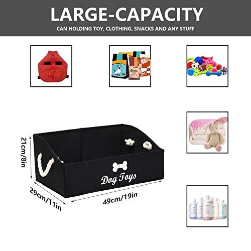 Image of Morezi Large Dog Toy bin Puppy Shallow Toy Baskets - Perfect for Collapsible Bin for Living Room, Playroom, Closet, Home Organization - Black - Rectangle - Dog