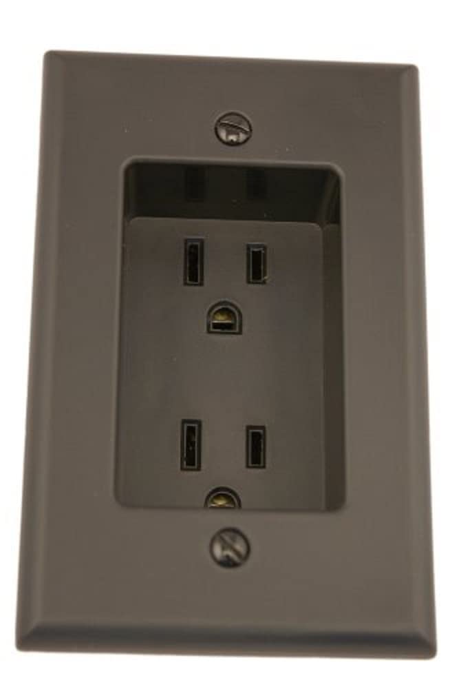 Leviton 689-I 15 Amp 1-Gang Recessed Duplex Receptacle, Residential Grade, with Screws Mounted to Housing, Ivory (Pack of 2)