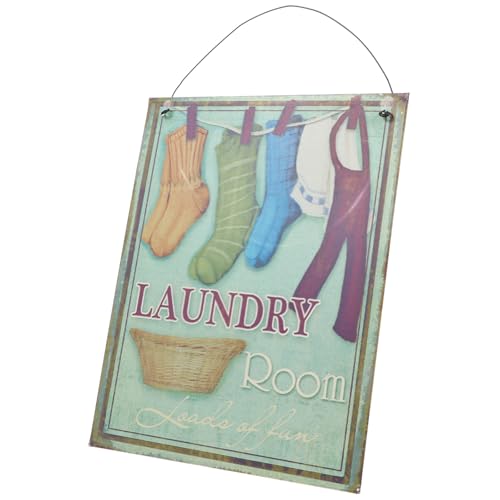 Placa de lavandería retro de hierro para decorar baños y hogares