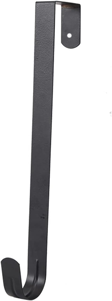 10 Wreath Hanger for Front Door, Wreath Metal Hook for Front Door Christmas Decoration, Over the Door Hooks Black