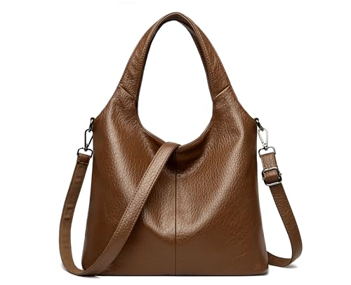 PU Leather Crossbody Tote Bag For Women Big Capacity Handbag Slouchy Tote Purses Shoulder Bag for Travel Work Party.