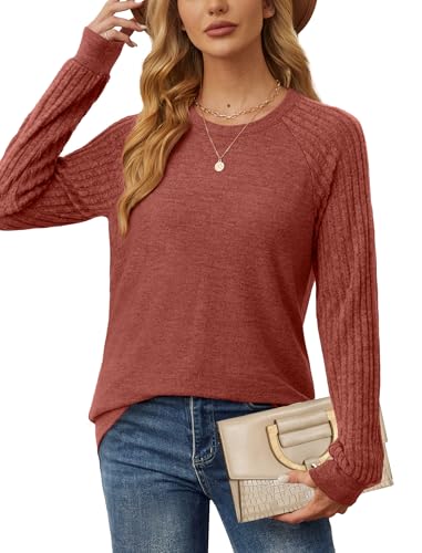 Image of Saloogoe Tunic Sweatshirts for Women Crewneck Lightweight Sweaters Raglan Long Sleeve Shirts Fall Fashion Tops 2026