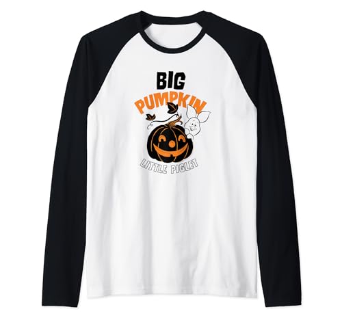 T-shirt raglan Winnie l'Ourson Porcinet et citrouille, vêtement de baseball d'Halloween