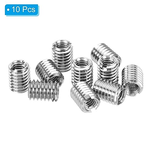 PATIKIL 10Stk Gewinde Adapter Hülse Reduziere Mutter M6*1 Außengewinde zu M4*0.7 Innengewinde Reparatur Einsatz Mutter Schraube Reduzierstück Umwandlung Edelstahl Verbindungselement 8mm