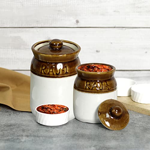 Kraftlik Handicrafts Ceramic Pickle Jars with Lid Barni Containers