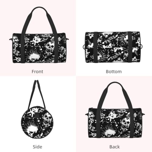 Mochila deportiva ligera y resistente con estampado punk blanco para viajes activos 2