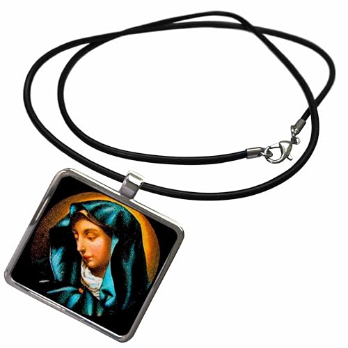 3dRose Vintage Bible Story Our Lady of Sorrows Mother Mary Biblical Necklace With Rectangle Pendant