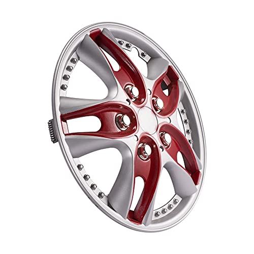 Atmomo 12 Inch Red Abs Wheel Cover Kit Car Vehicle Wheel Rim Skin Cover 12'' Hubcap Pack Of 4 #TOP1