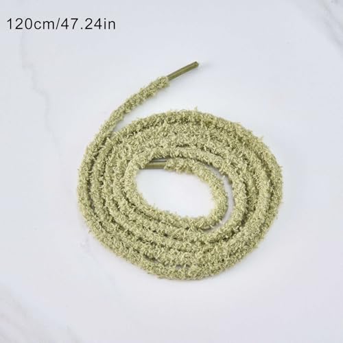 2 Pairs Flat Fuzzy Shoe laces: Soft Wide Plush Shoelaces Green2