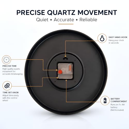 Image of Auromin Stylish Modern Wall Clock for Living Room Decor | Unique Analog Wall Watch for Bedroom, Kitchen, Office, Hall | Elegant Decorative Wall Clock for Home Interior Decoration Accessories Use