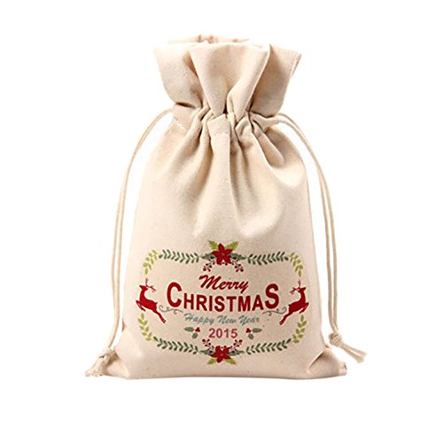 Preisvergleich Produktbild bigboba Weihnachten Candy Geschenktüten Leinwand Weihnachtsstrumpf Tasche Weihnachten Dekoration 10 weiß 16 * 23,5 cm, #6, 16*23.5CM