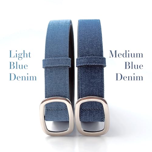 DenimDen 2 Pack Womens Denim Belts for Blue Jeans Belts Fashion Waist Belt for Ladies Pants Dresses4
