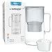 Wessper Jarra filtradora de vidrio con 1 cartucho de filtro, Compatible con el filtro Brita Maxtra, Reduce la cal, el cloro y los Microplásticos, 2.5 Litros, Negro