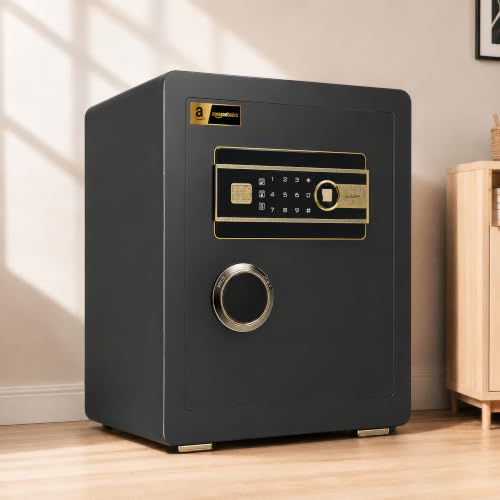 Image of Amazon Basics Gross Capacity - 43L (Net - 38L), Biometric Fingerprint + Password Safe Locker Box for Home & Office | Digital Electronic Security Locker Safe With Dual Access, Anti Theft Steel Body