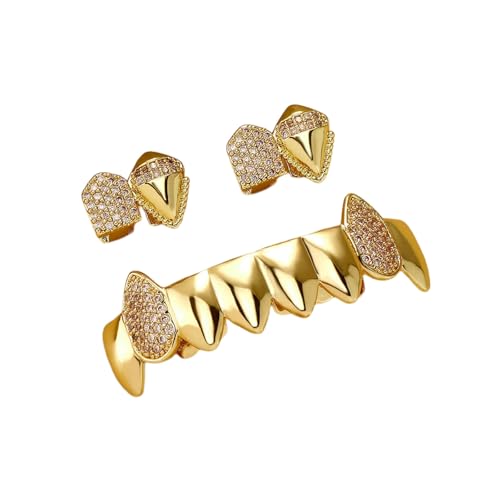 Parrilla dental portátil de cobre para maquillaje de terror y accesorios de Halloween, prótesis de cosplay