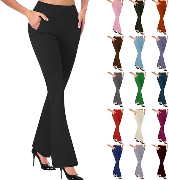 Dress Pants Women High Waisted Stretchy Work Trousers Dressy Casual Lightweight Pull On Office Slacks with Pockets