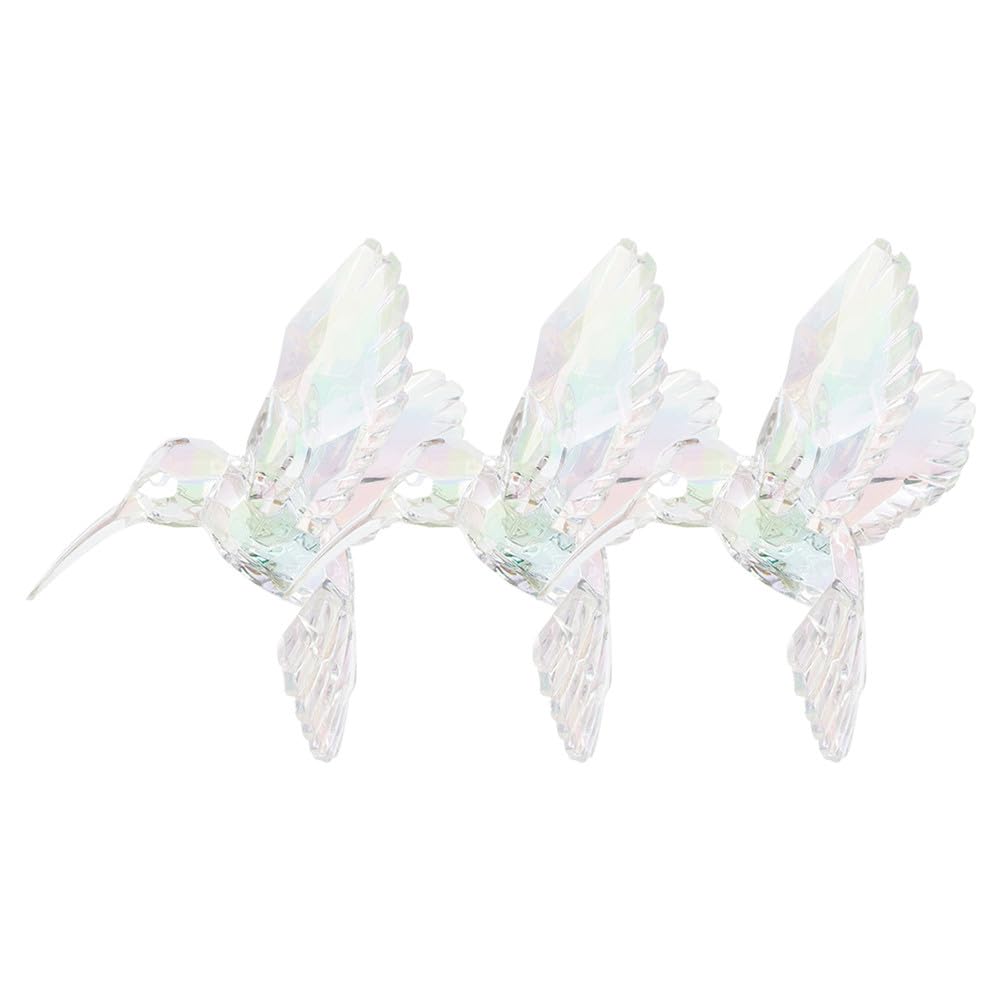 Colibri en acrylique transparent lot de 3 decoration sapin de Noel 10cm