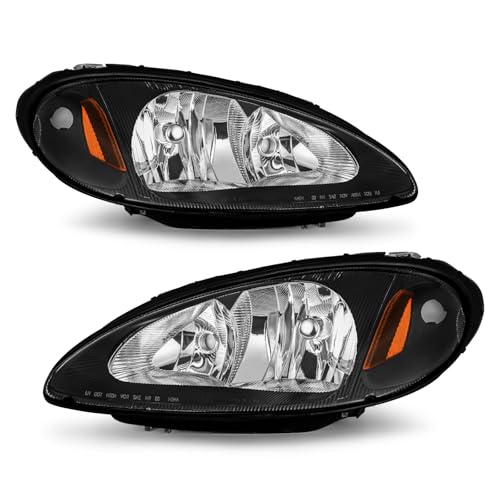 ADCARLIGHTS for 2001 2002 2003 2004 2005 Chrysler PT Cruiser Black Headlights Passenger and Driver Side Replacement Headlights（W/O Bulbs）
