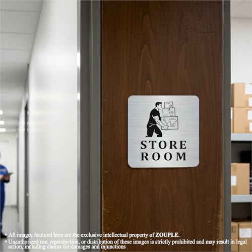 Image of STORE ROOM Sign, 6x6 Inch, Durable Steel, Self-Adhesive