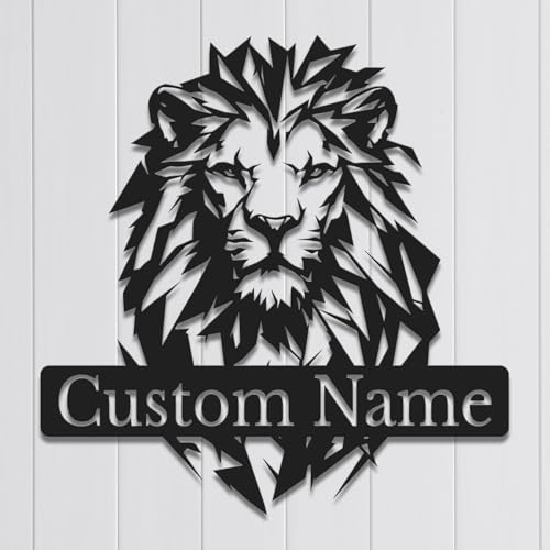 Custom Lion Metal Wall Art - Personalized Name Sign for Home, Nursery or Office - Wild Animal Decor...