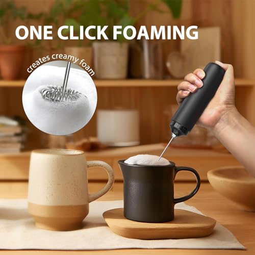 LSLCQW Rechargeable Milk Frother Handheld, Coffee Frother Wand Drink Mixer with Stainless Steel Whisk for Coffee, Cappuccino, Lattes, Frappe, Matcha and Hot Chocolate, (Black) - image 5