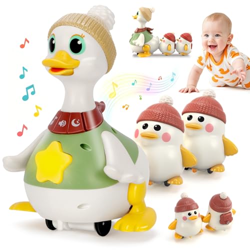 Image of KETIEE Baby Toys 6-12 Months Musical Dancing Duck Set | Tummy Time Crawling Toy with Lights and Sounds, 3 Interactive Ducks for Sensory Development, Gift for 1-3 Year Old Boy Girl
