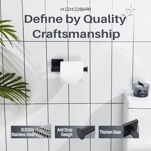 Image of KOKOSIRI Toilet Paper Holder for Bathroom Toilet Roll Holder Hold Mega Rolls Wall Mounted, Matte Black Stainless Steel B2008BK
