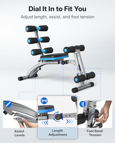 Image of MERACH Ab Machine, Adjustable Ab Workout Bench for Home Gym, Multi-Functional Sit Up Exercise Equipment with 300 LBS Weight Capacity, Exercise Chair for Full Body Workout