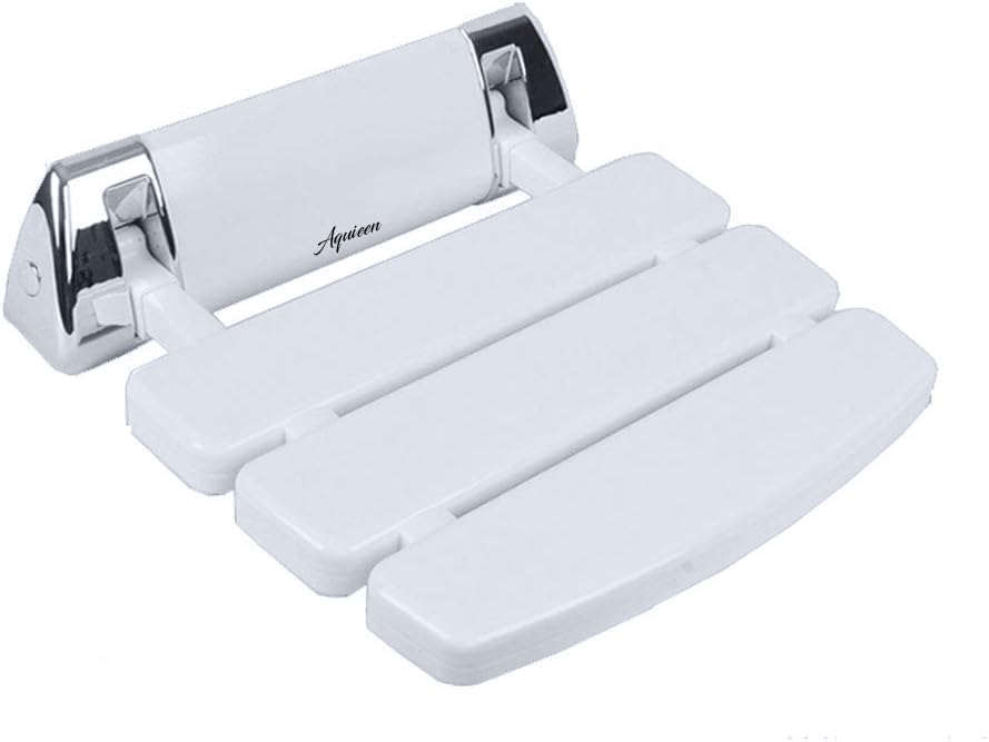 Aquieen Wall Mounted Folding Shower Seat (ABS) (White) (15")-image-35
