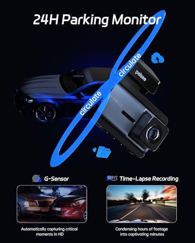Pelsee P3 4K Dash Cam Front and Rear, 64GB SD Card - image 7