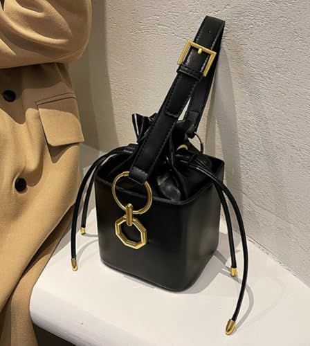 Image of Casual Bucket Bag Trendy Crossbody Bags For Women Vegan Leather Handbags Elegant Clutch Purses Women's Evening Bag