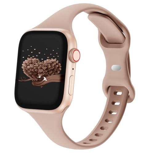 Photo de Bracelet fin compatible avec Apple Watch millimètre, 38-49 mm, bracelet de rechange en silicone pour iWatch Series 10/9/8/7/6/5/4/3/2/1 Ultra SE pour homme et femme