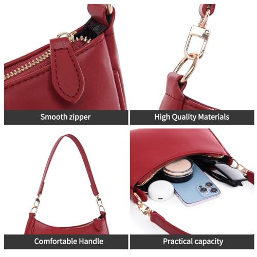 Image of Shoulder Bag for Women with 2 Removable Straps and Zipper Closure Crossbody Bags Clutch Tote HandBags Purses | with 2 Removable Straps