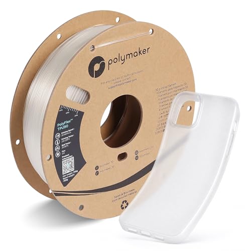 Image of Polymaker TPU Filament 1.75mm Clear, 0.75kg Shore 90A Flexible 3D Printer Filament 1.75mm - PolyFlex TPU90 3D Printing TPU Filament 0.75kg Clear Soft Flexible Filament