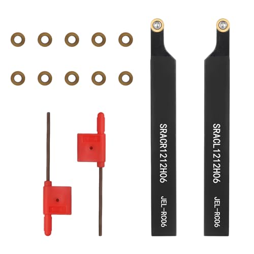 LYMMIYTC 1/212mm Indexable Lathe Turning Tool12Pcs Kit- 2Pcs Metal Lathe Tools Holder Set with 10Pcs Round Carbide Insert Turning Inserts for Turning Grooving Boring Threading Cutting